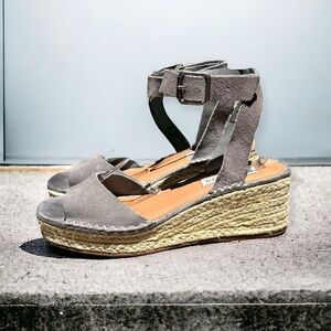 🌻Steve Madden Gray Suede "Elody" Espadrille Wedge Sandals Size 6.5